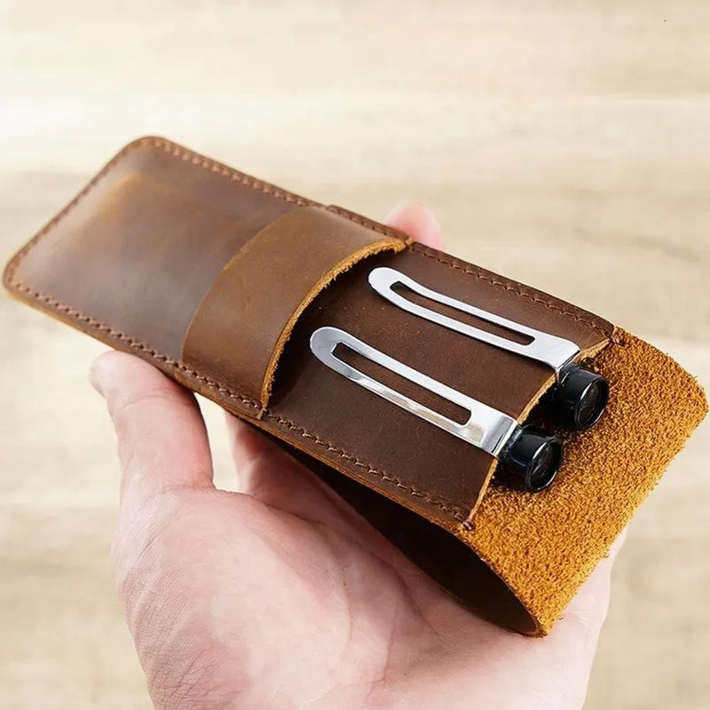 Exquisite Handmade Leather Fountain Pen Holder by Paiman - Elevate Your Writing Experience