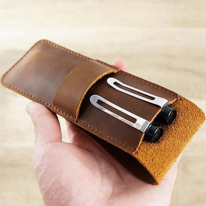 Exquisite Handmade Leather Fountain Pen Holder by Paiman - Elevate Your Writing Experience