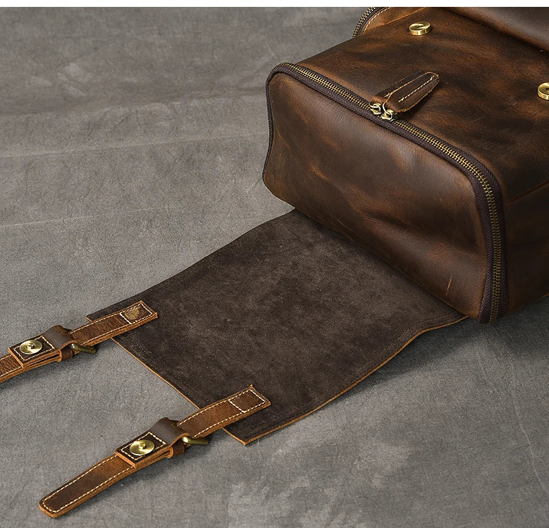 The Berkshire | Elevate Your Outdoor Adventures with a Spacious Vintage Leather Backpack