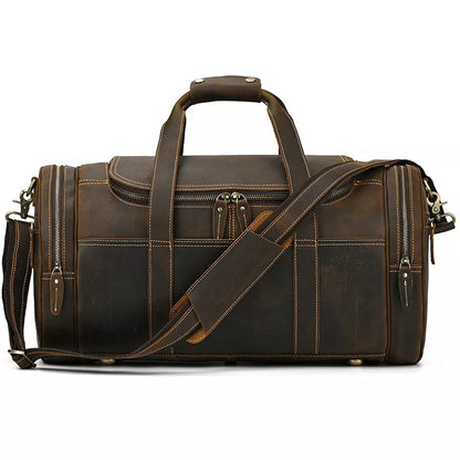 Explore the Warwick Weekender: Timeless Round Vintage Leather Travel Bag