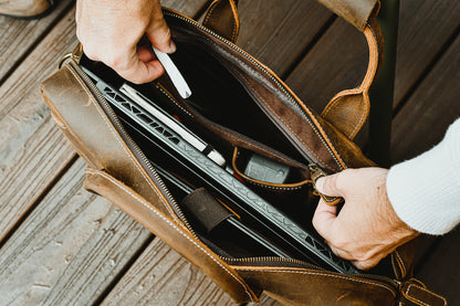 Elevate Your Style with the Weston Vintage Leather Messenger Briefcase