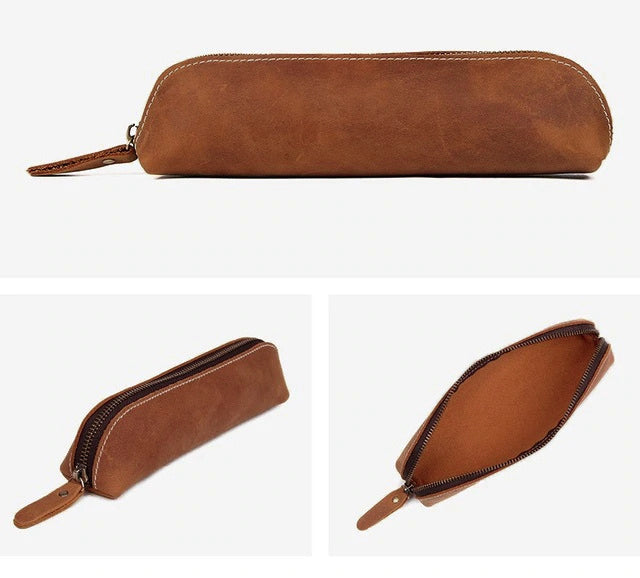 Sleek Paavo Leather Pen & Makeup Pouch – Elevate Your Essentials!