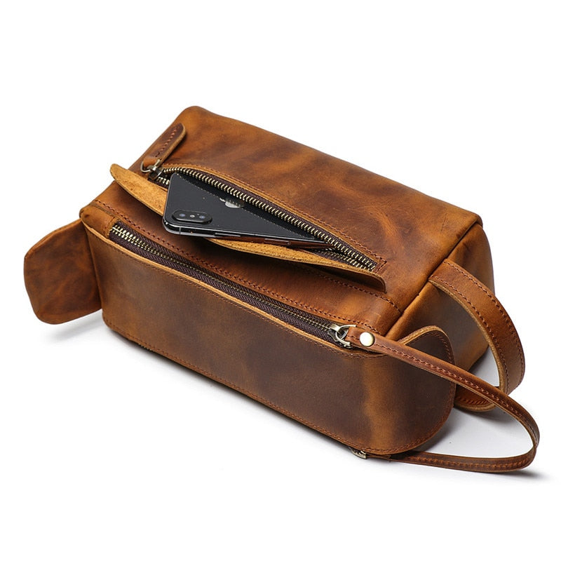 Luxurious Handmade Leather Dopp Kit | Stylish Toiletry Organizer